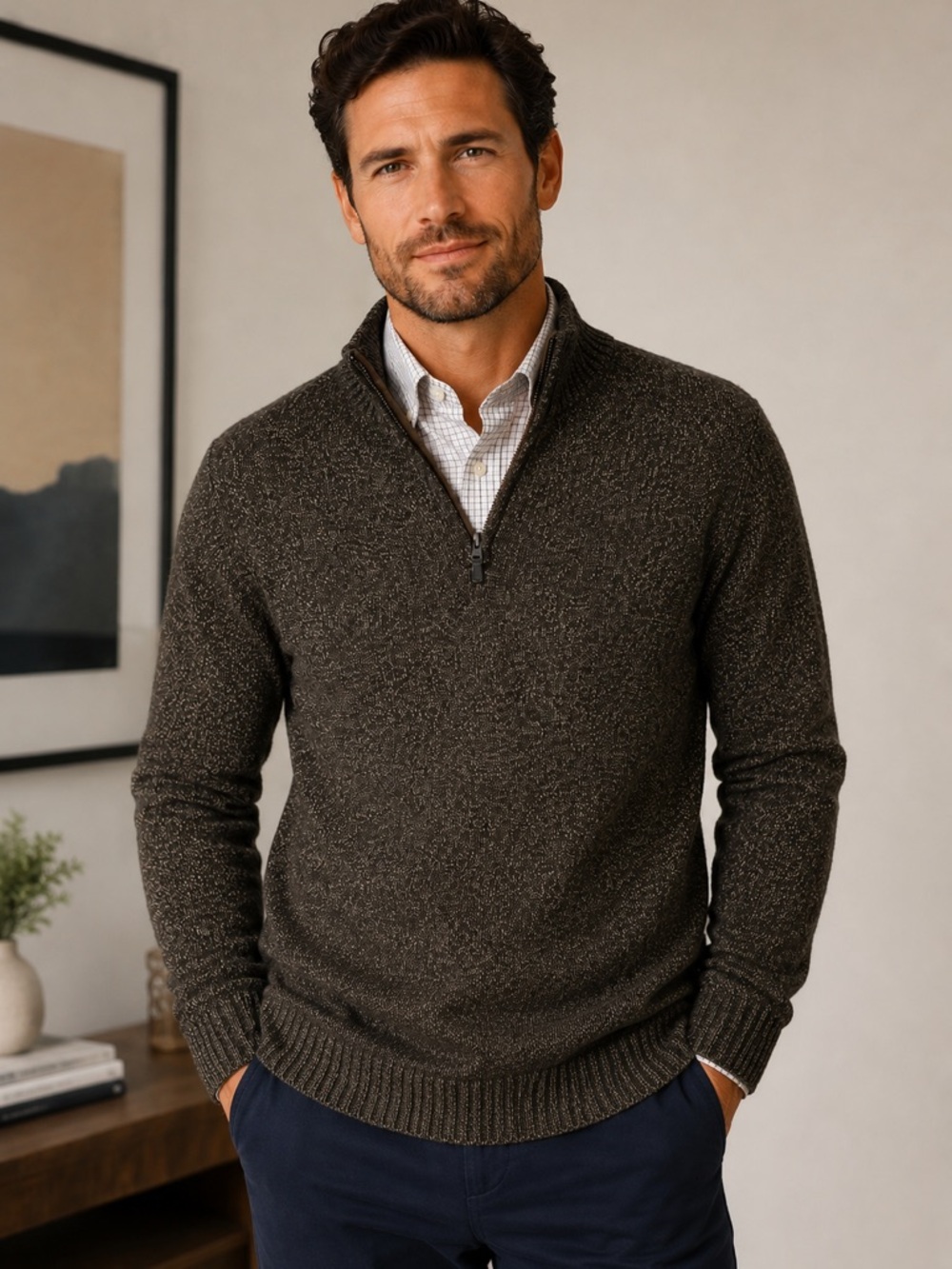 Chaps Quarter Zip Sweater Size M